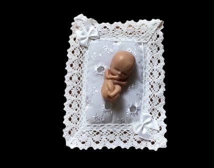 Foetus in klei wit bedje